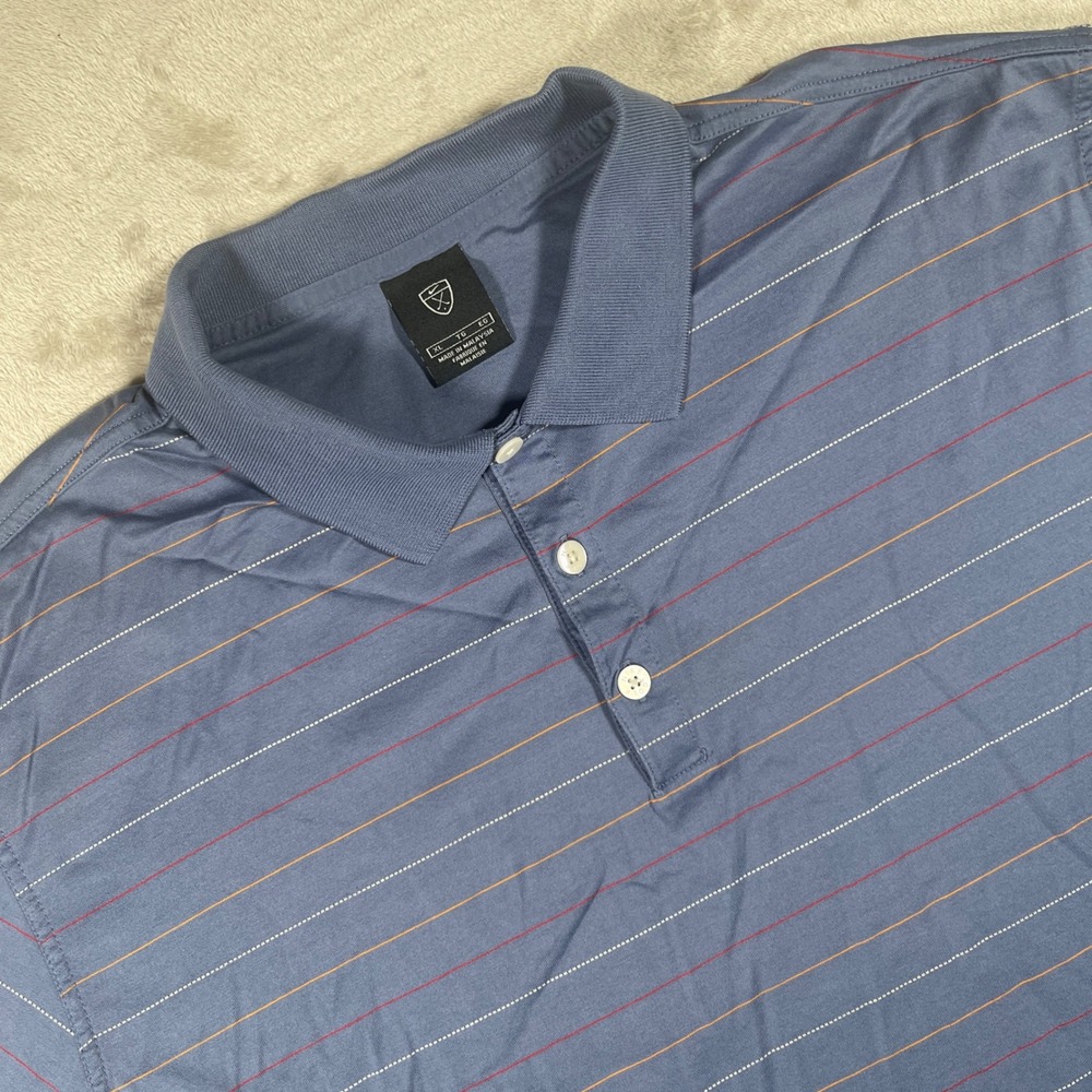 Nike Golf Polo Shirt Striped Mens XL Blue 100% Cotton Short Sleeve